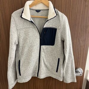 Nautica Gray Fleece Jacket with Navy Details
